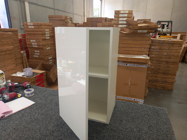 W35--350mm Overhead Cabinet Complete Set With Plain Gloss White Door