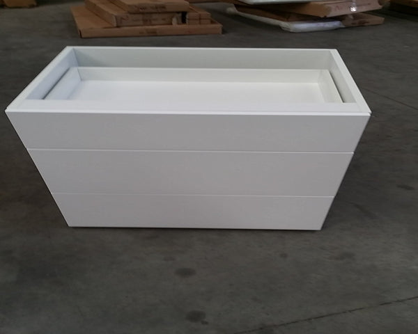 D90-3--900mm Base Drawer Cabinet Complete Set With Plain Gloss White Front